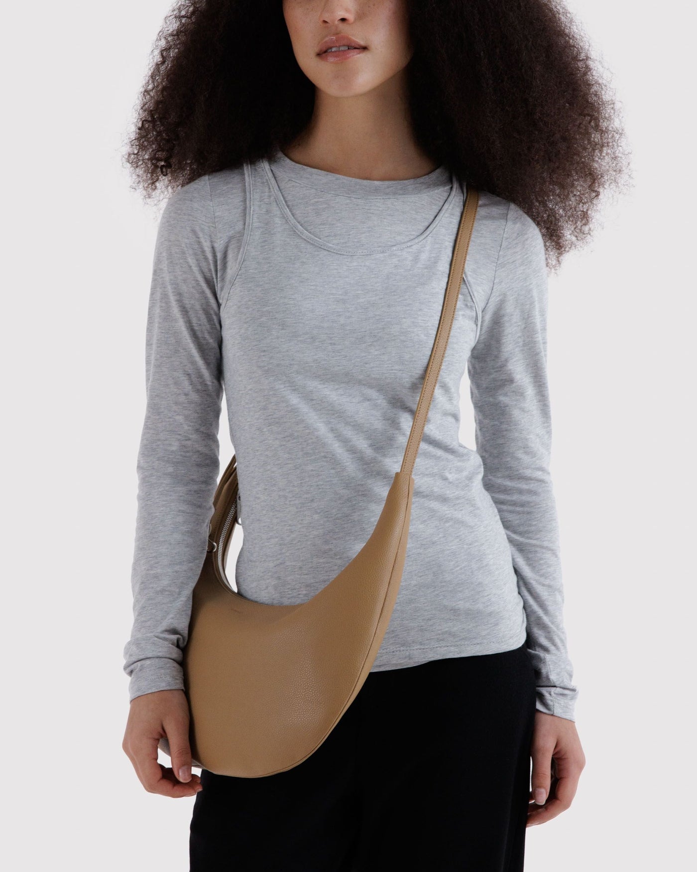 Medium Recycled Leather Flat Crescent W2