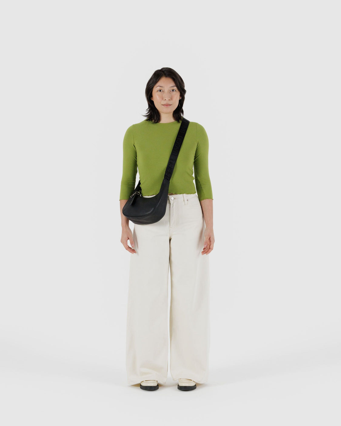 Small Recycled Leather Crescent Bag L0