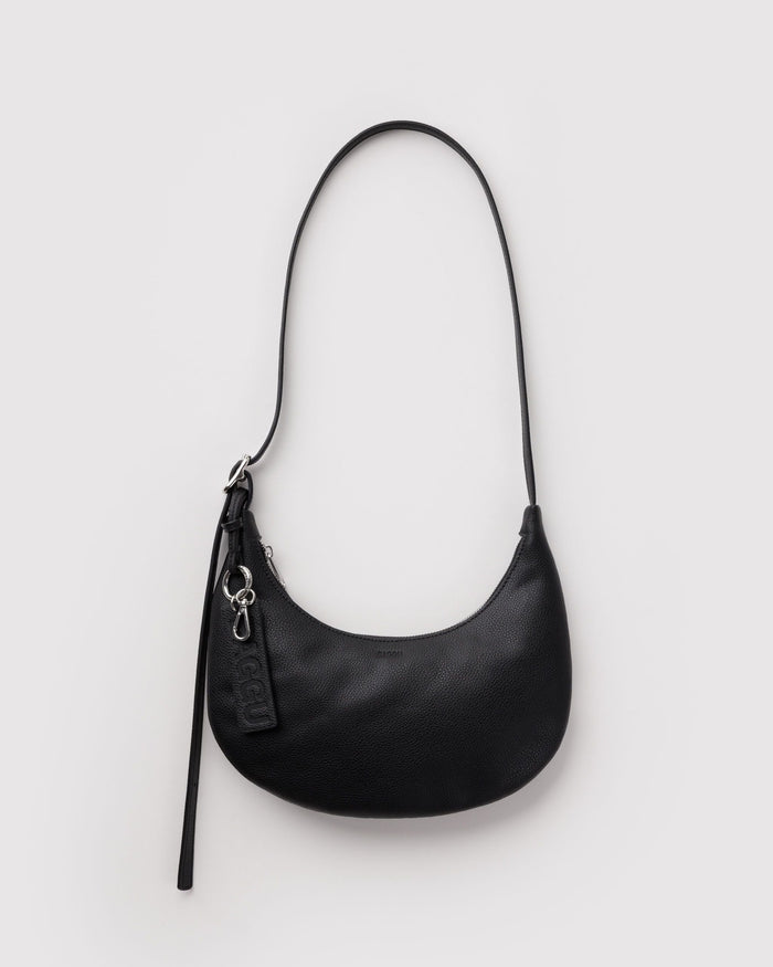 Small Recycled Leather Flat Crescent O1 - Black / OS
