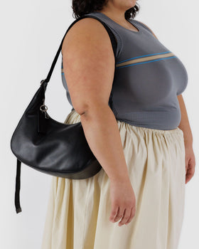 Medium Recycled Leather Crescent Bag U8