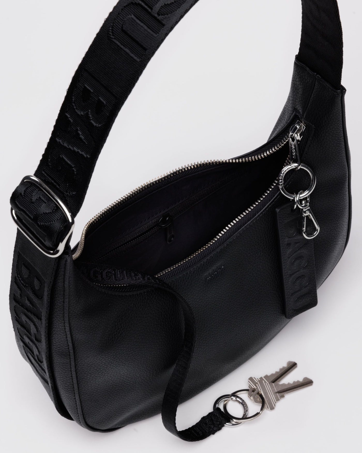Small Recycled Leather Crescent Bag L0
