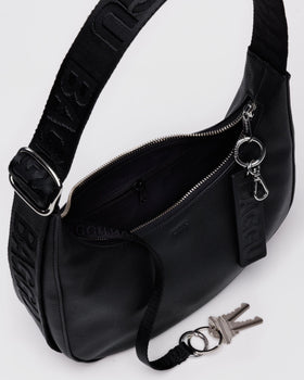 Small Recycled Leather Crescent Bag L0